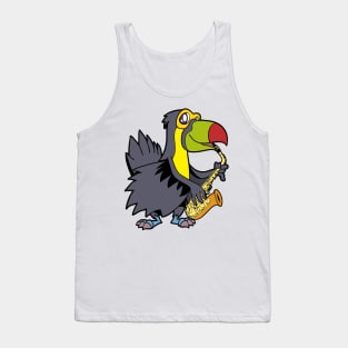 Comic toucan playing saxophone Tank Top